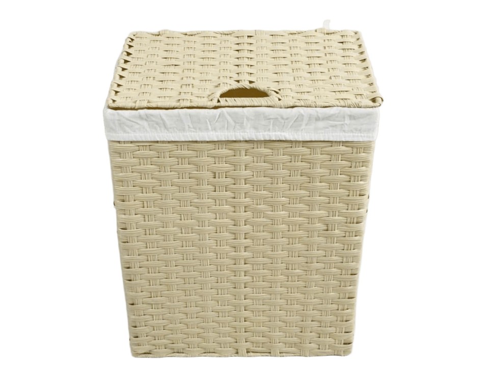 Exquisite Rectanglular PE Woven Laundry Hamper with Lid and Liner